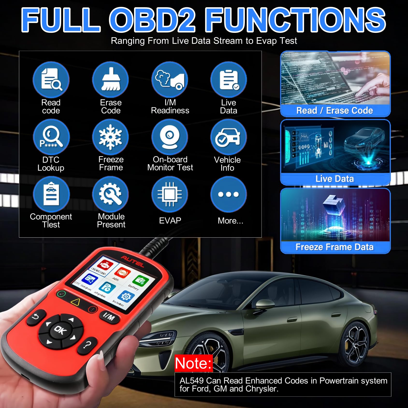 Autel AL549 screen showing ABS code readout to guide brake system fixes