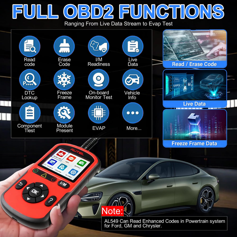 Autel AL549 screen showing ABS code readout to guide brake system fixes