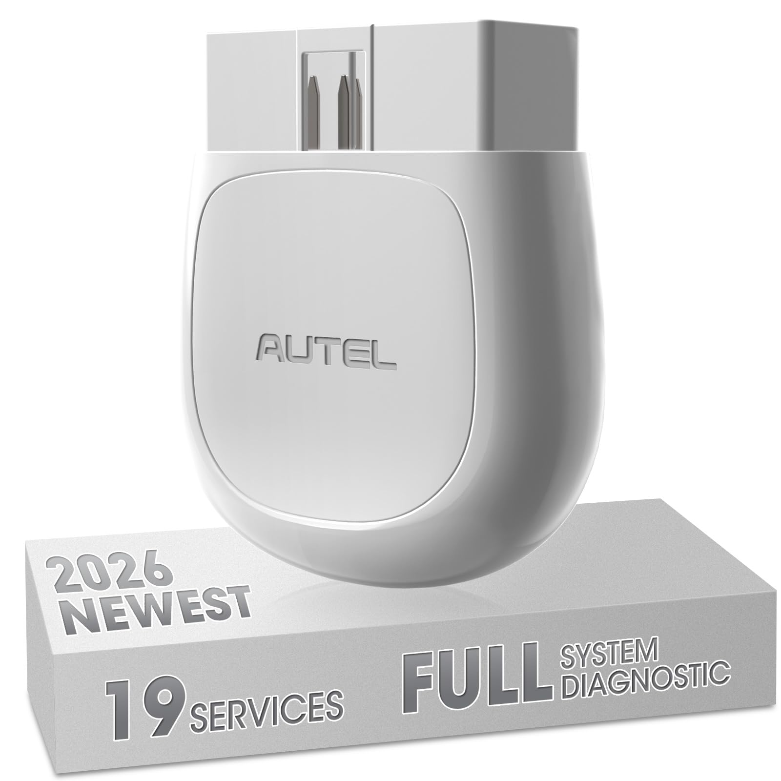 Autel AP200 front connector plugged into OBD port showing compact design and easy access