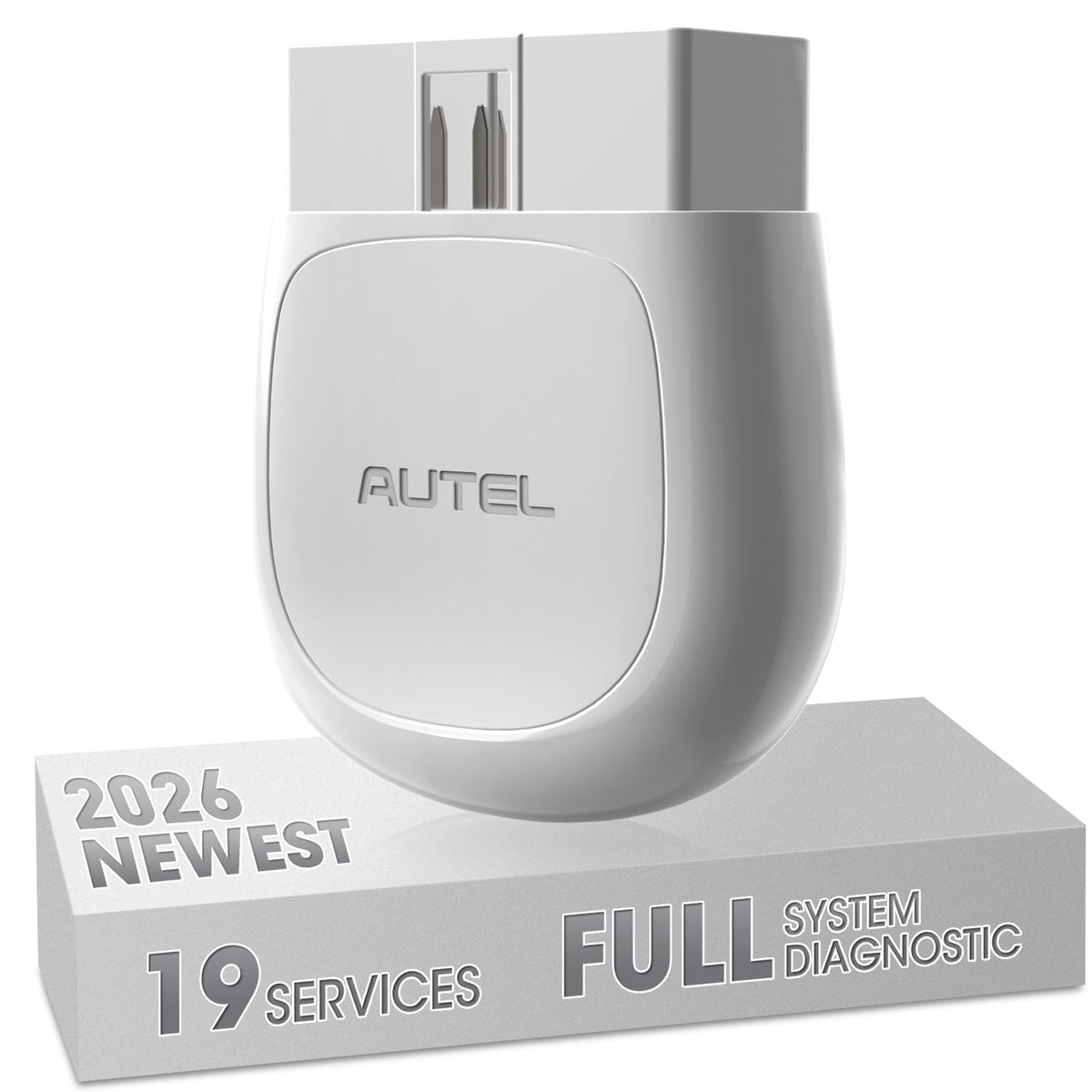 Autel AP200 front connector plugged into OBD port showing compact design and easy access