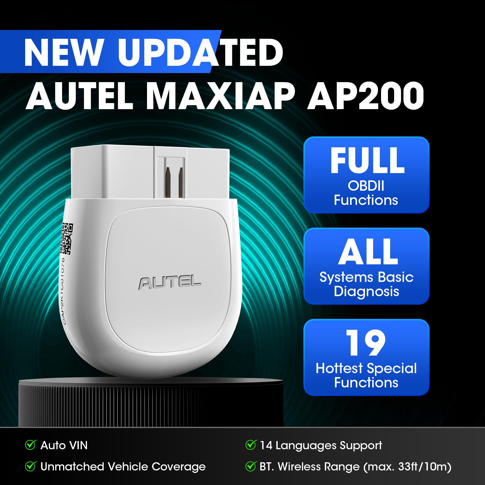 Autel AP200 next to a hand showing compact size for easy storage and portability