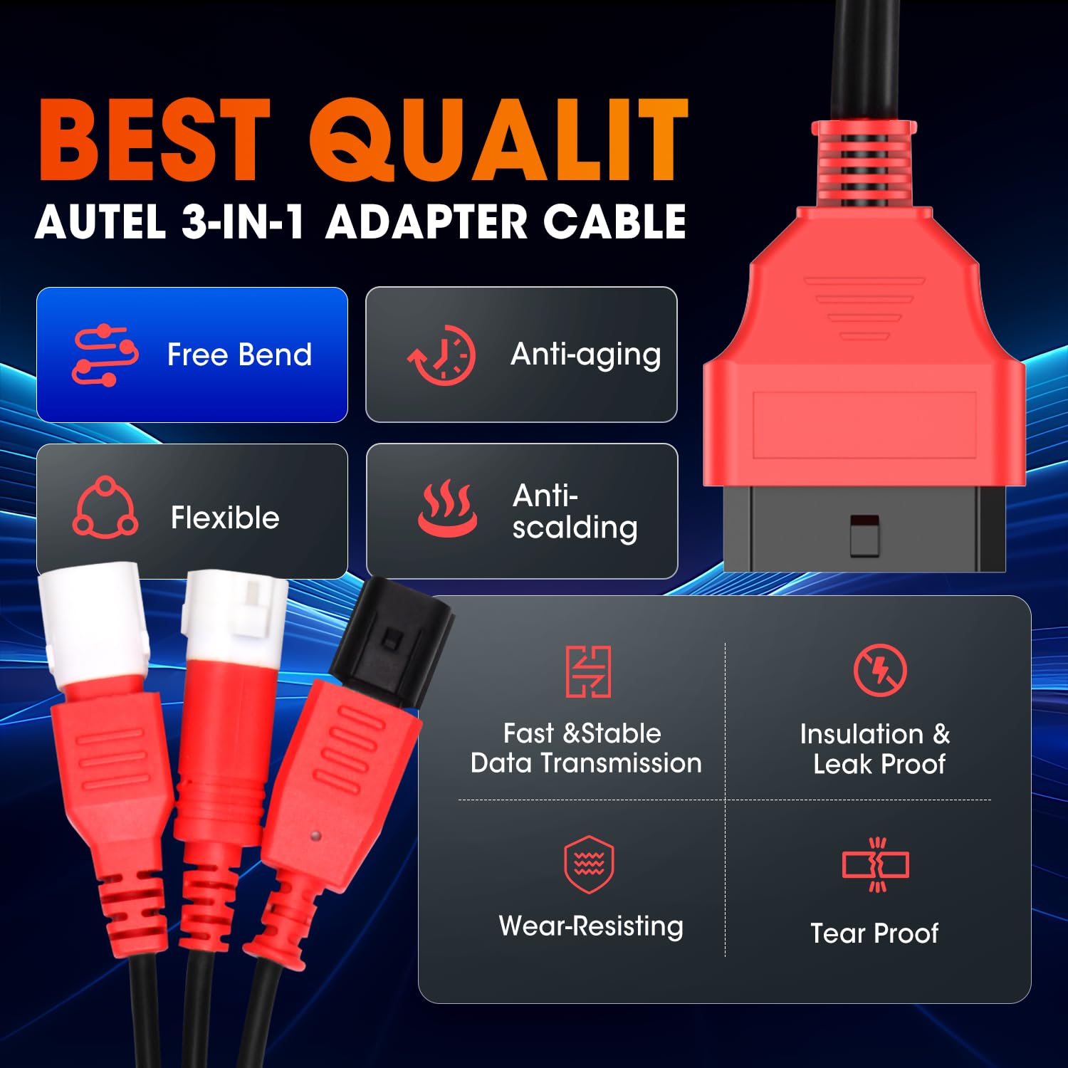 Autel cable strain relief texture demonstrating durability and flex protection