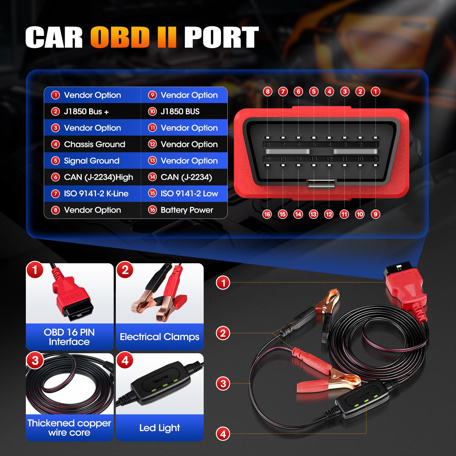 Autel MaxiBAS side profile showing cable and clamp quality for durability