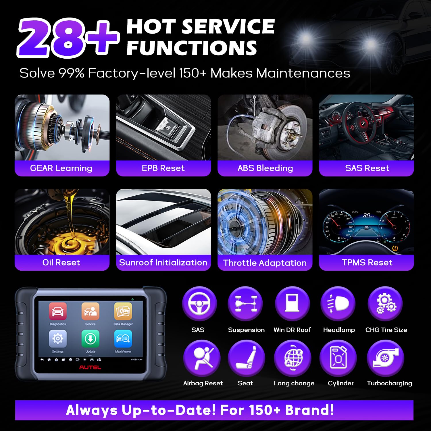 Autel MK808Z performing active test on vehicle components, validates actuators