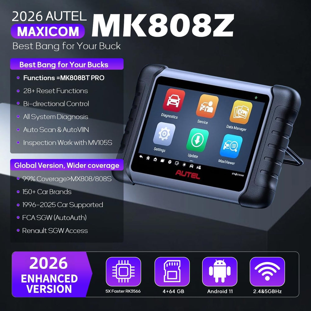 Autel MK808Z OBD connector and cable close-up showing durable connection