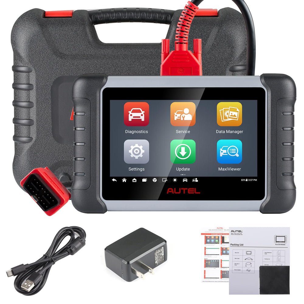 Autel MK808Z retail box with accessories showing complete out-of-the-box kit