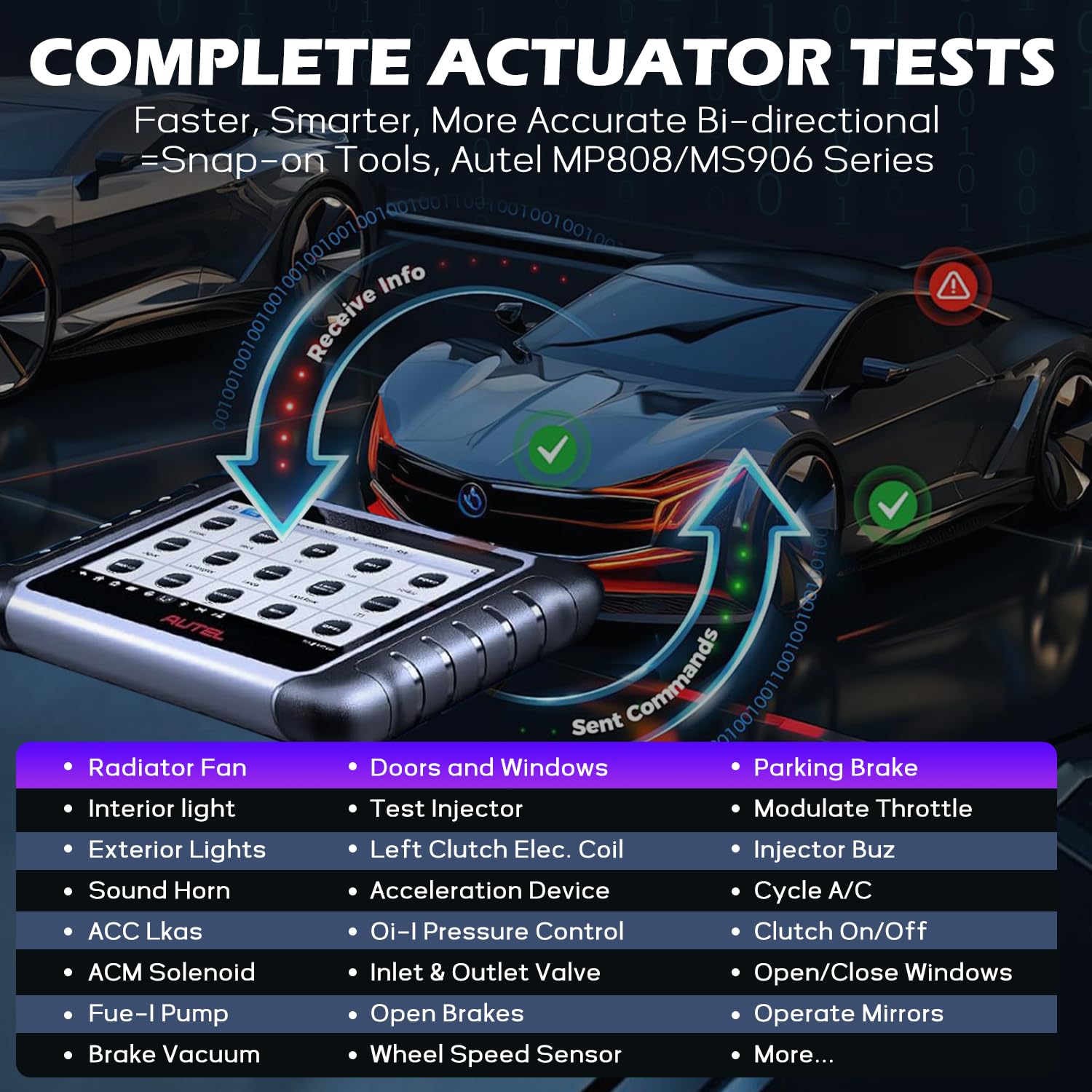 Autel MK808Z service menu overview showing 28+ functions for maintenance