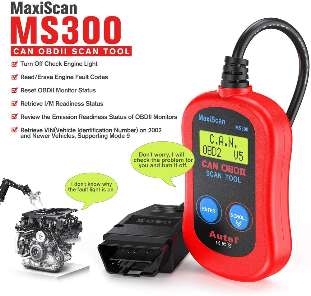 Autel MS300 16-pin connector and cable, easy plug-and-play vehicle connection