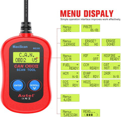 Autel MS300 bright screen close-up displaying codes, clear readable information
