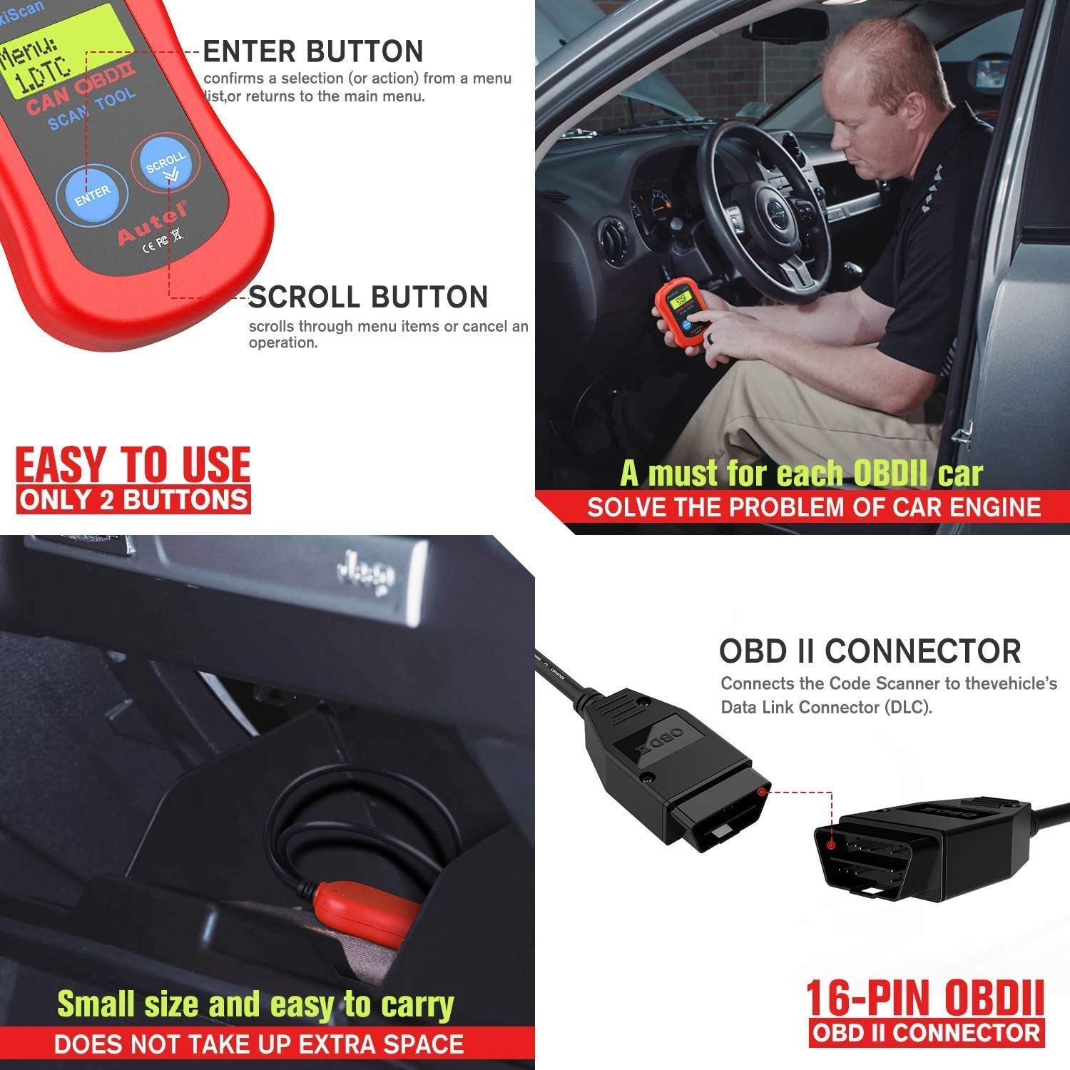 Autel MS300 displaying DTC definition on-screen, Autel helps identify faults