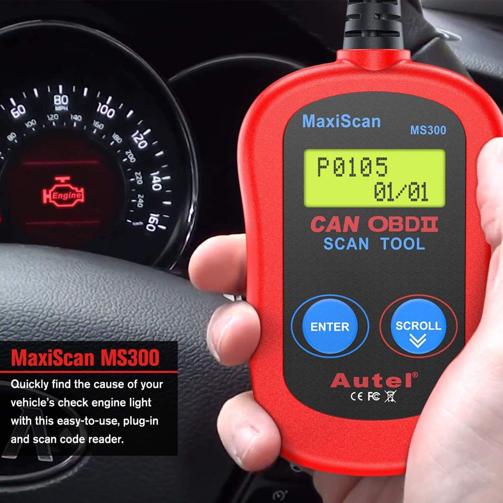 Autel MS300 in hand for size comparison, Autel compact and portable tool