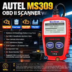 Autel MS309 screen close-up displaying a DTC code and built-in definition for clarity