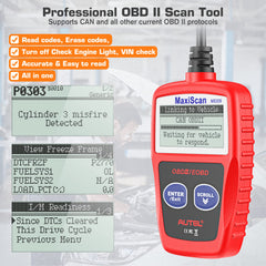 Autel MS309 plugged into a car OBD port demonstrating plug-and-play use benefit