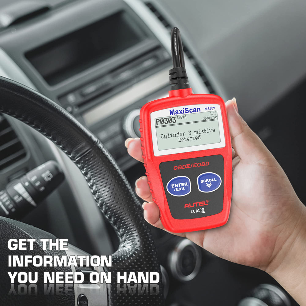 Autel MS309 box with user manual highlighting included documentation and support