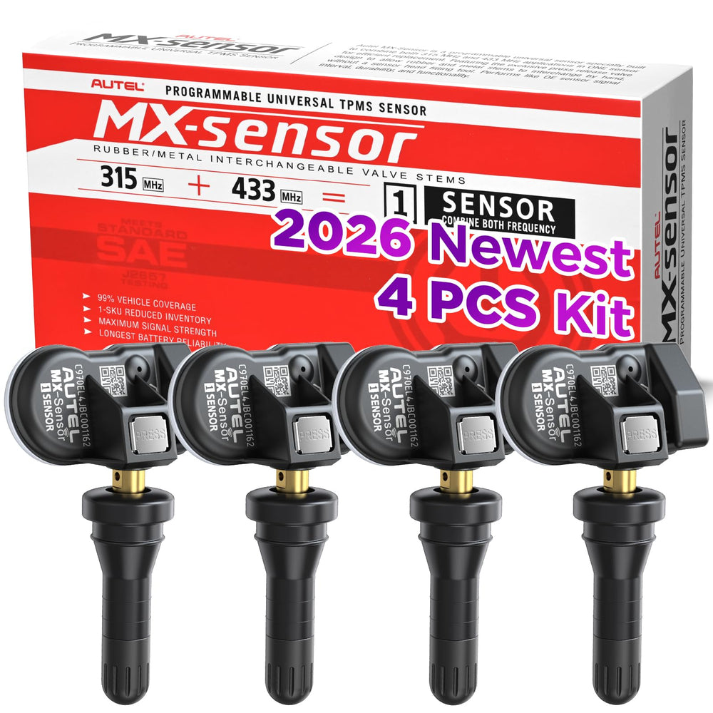 Autel MX-Sensor front packaging showing set of four sensors and benefits