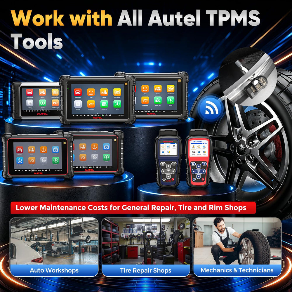 Autel MX‑Sensor installed inside a tire illustrating easy press‑in fitment