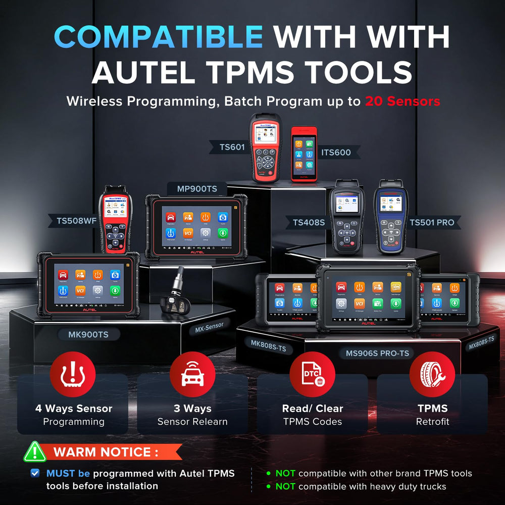 Autel MX-Sensor being programmed with Autel TPMS tool for activation
