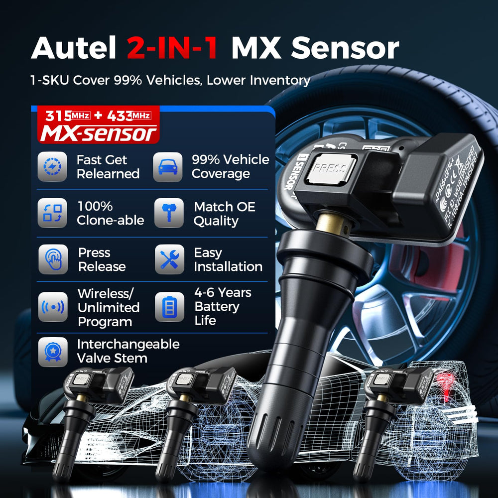Autel MX-Sensor interchangeable metal and rubber valve stems for fitment