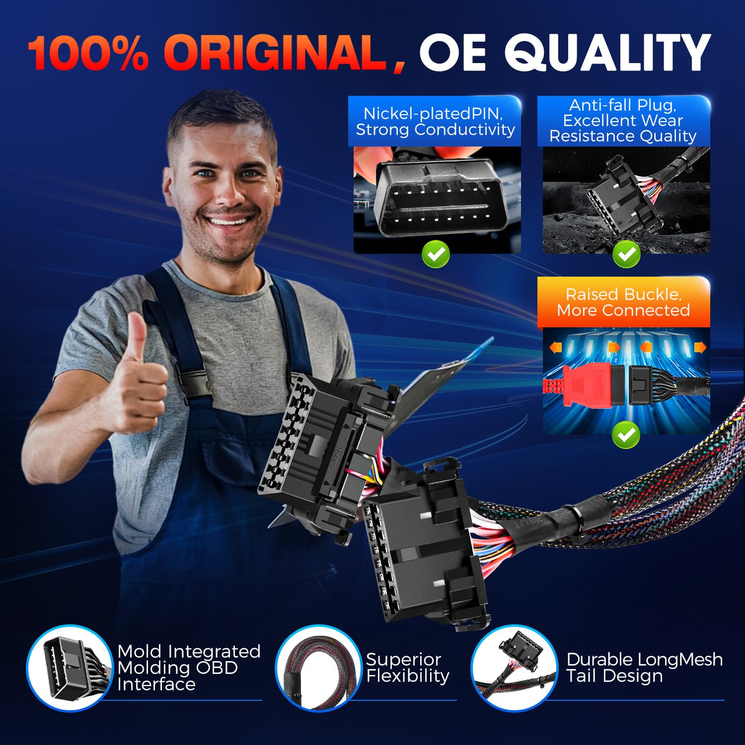 Autel adapter plugged into vehicle DLC to show in-car placement and convenience