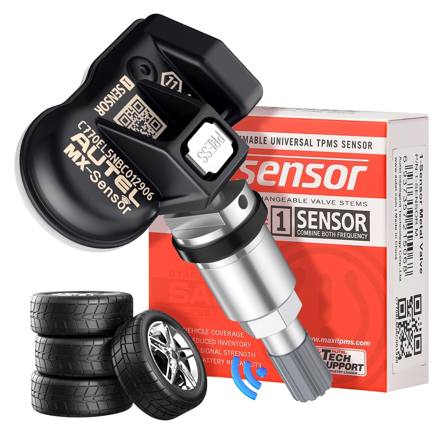 Autel MX-Sensor front view showing compact sensor and versatile fit benefit