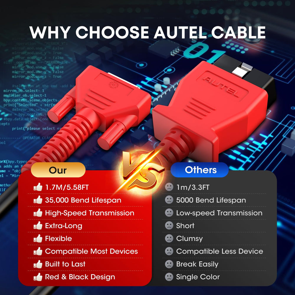 Autel 16‑pin vehicle DLC plug inserted enabling dependable diagnostics