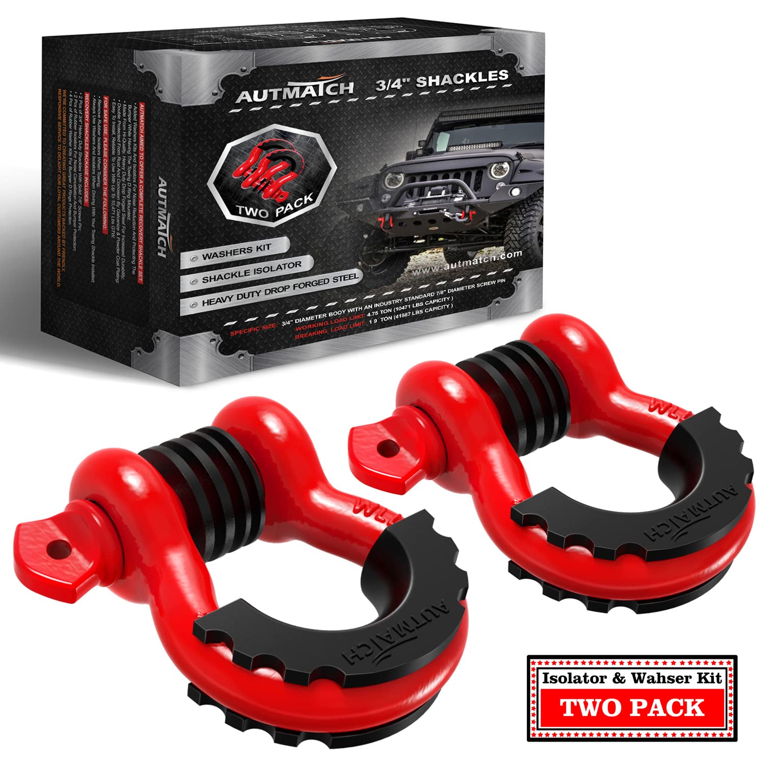 AUTMATCH front view of shackle showing shape and strength benefit