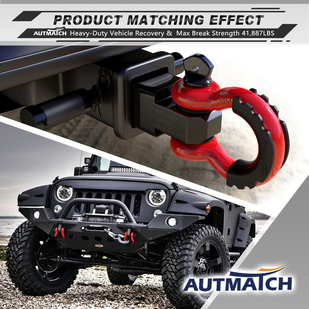AUTMATCH shackles used in off-road recovery demonstrating heavy-duty performance