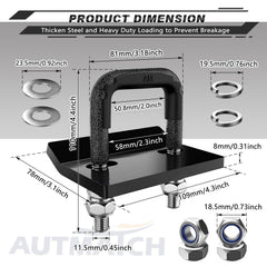 AUTMATCH complete hardware laid out including U-bolt, washers and locking nuts for easy installation