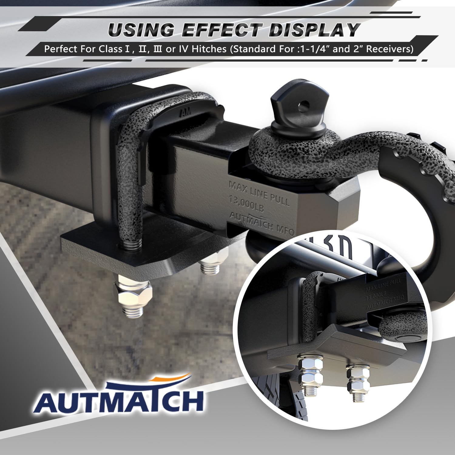 AUTMATCH size comparison next to a wrench to show scale and compatibility with common receivers
