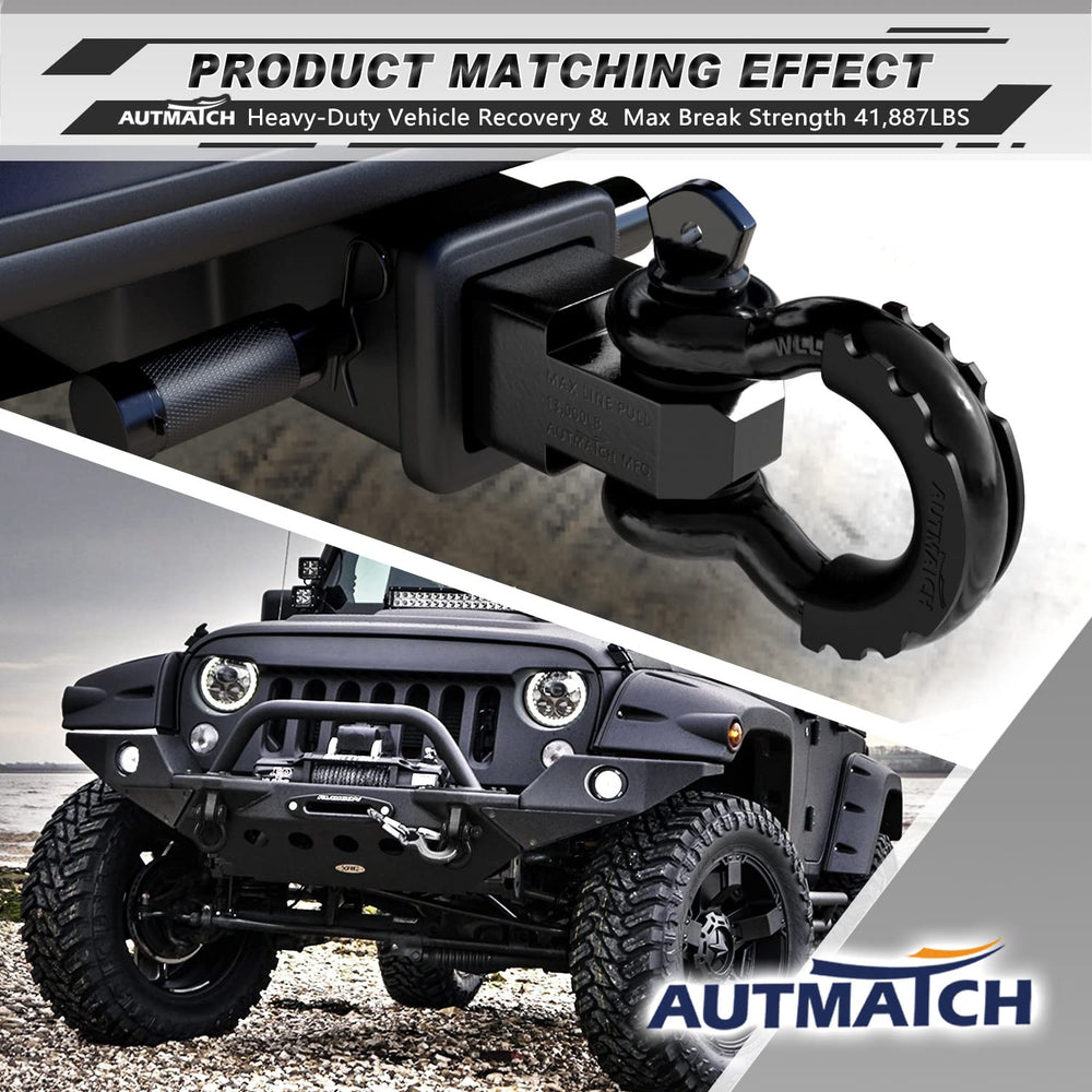 AUTMATCH shackles in off-road setting demonstrating durable recovery use