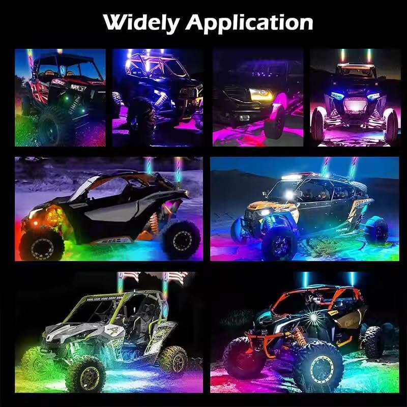 Autmens whip lights syncing to music on night ride creating vibrant atmosphere