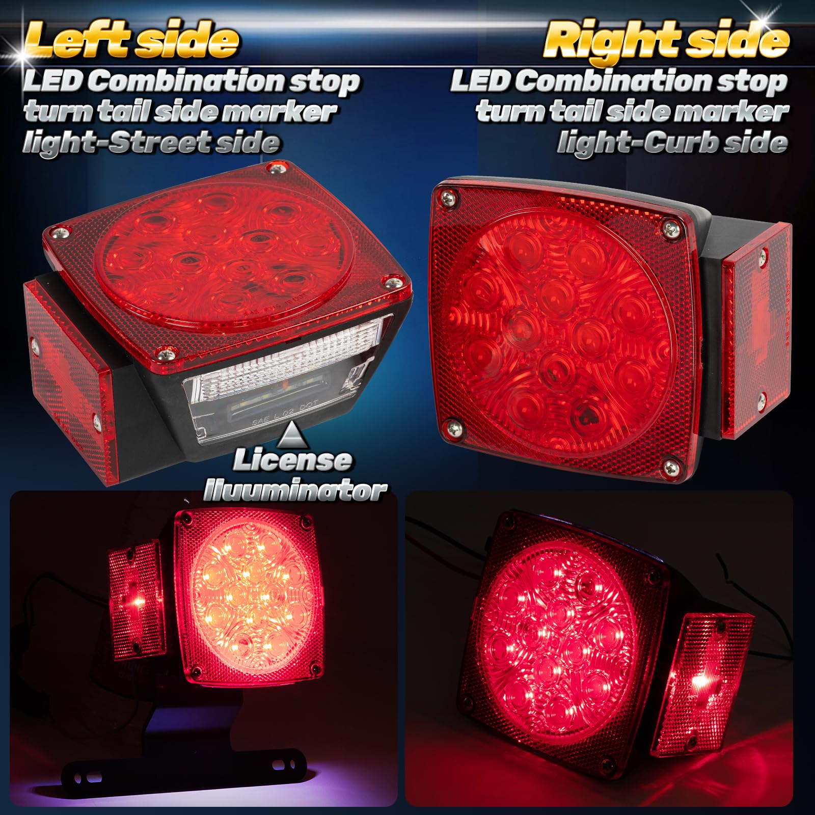 AUTO-GEKKO trailer-mounted lights in use showing road-ready visibility