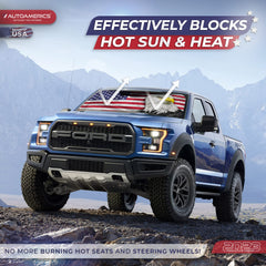 Autoamerics close-up of reflective material showing heat-blocking performance