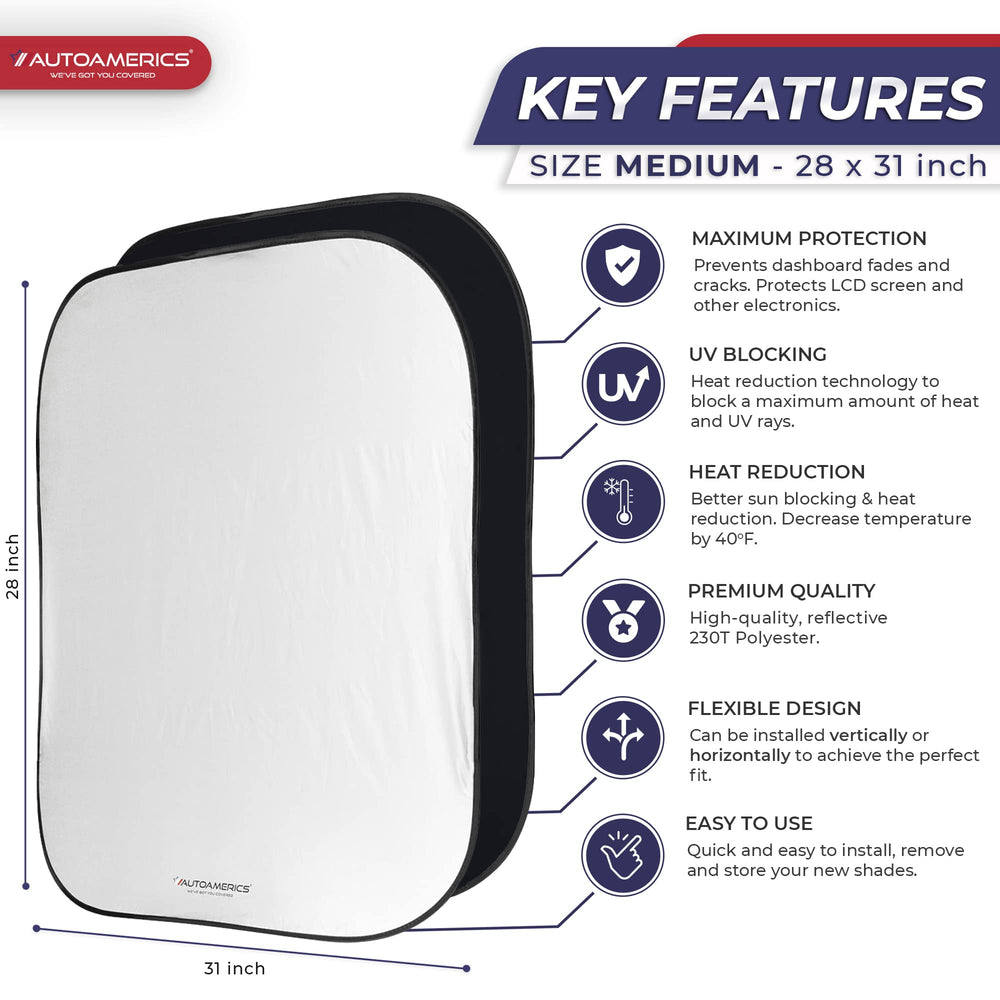 Autoamerics close-up of silver reflective material highlighting UV-blocking surface