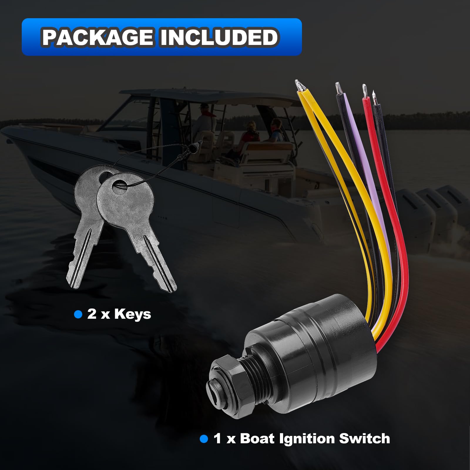 AUTOBABA ignition switch next to ruler showing compact size for easy replacement