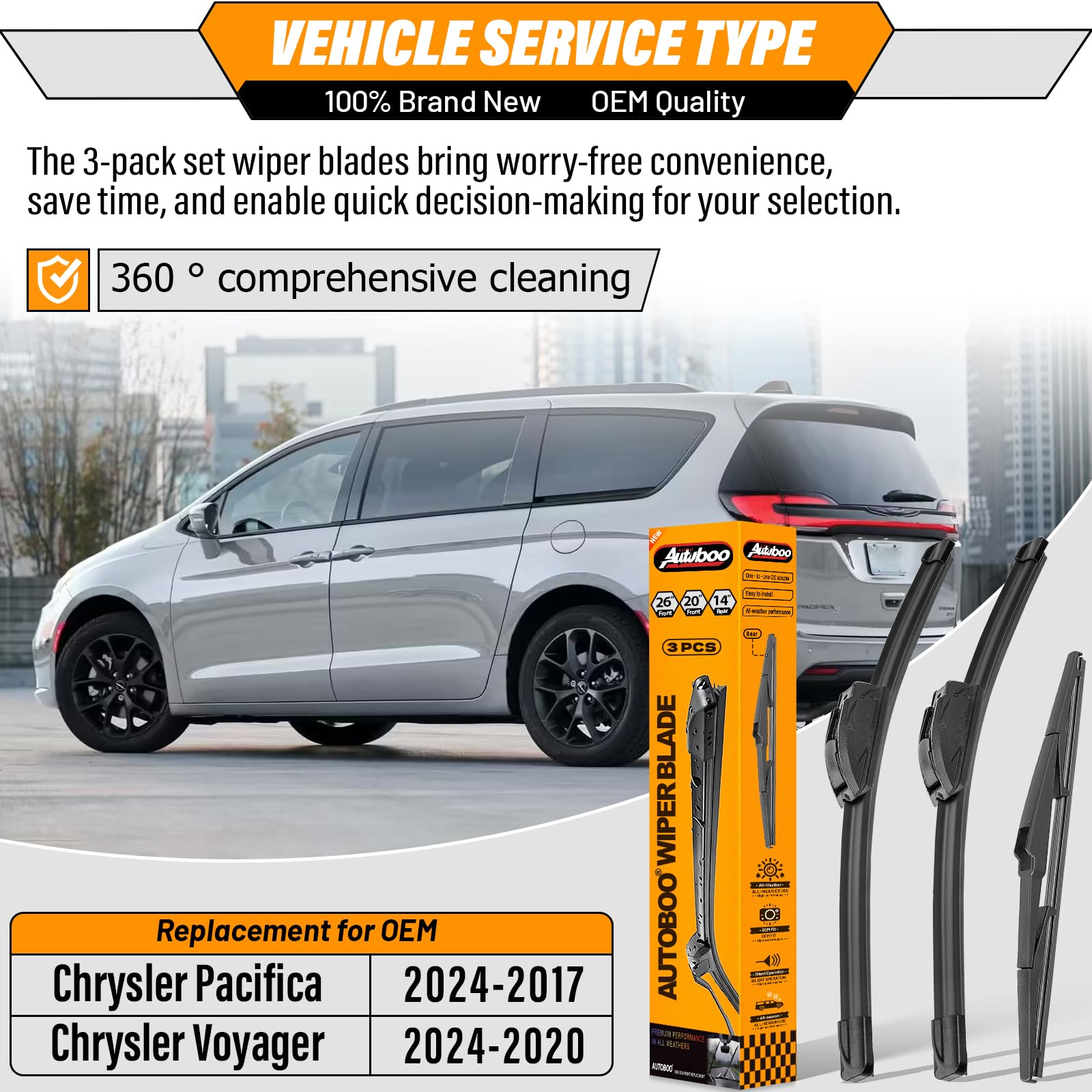 AUTOBOO blade front profile highlighting aerodynamic design for quieter wipes