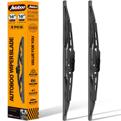 AUTOBOO front packaging showing Jeep Wrangler JL direct-fit blades, easy identification benefit