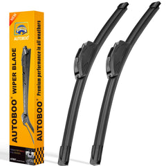 AUTOBOO front packaging view showing included 24 and 17 inch blades for fast replacement