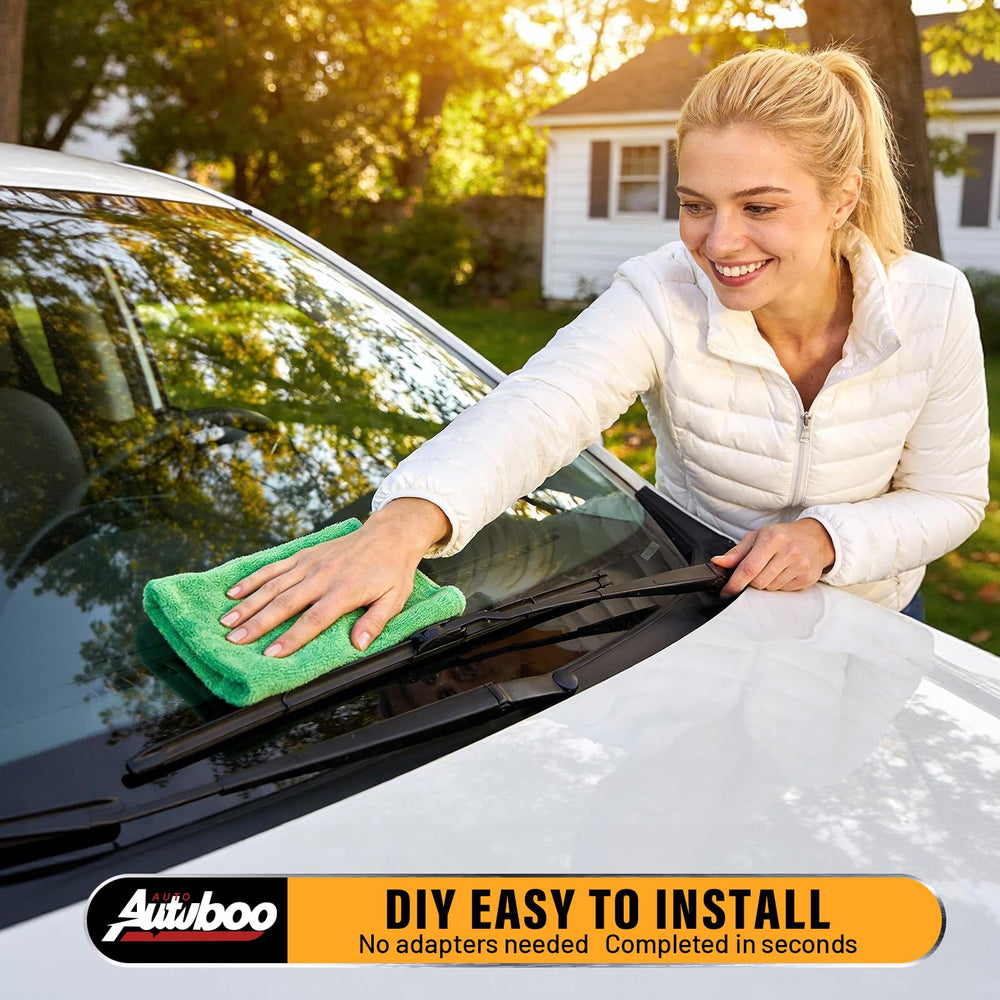 AUTOBOO wiper beside ruler size comparison ensuring correct 2018–2025 fit