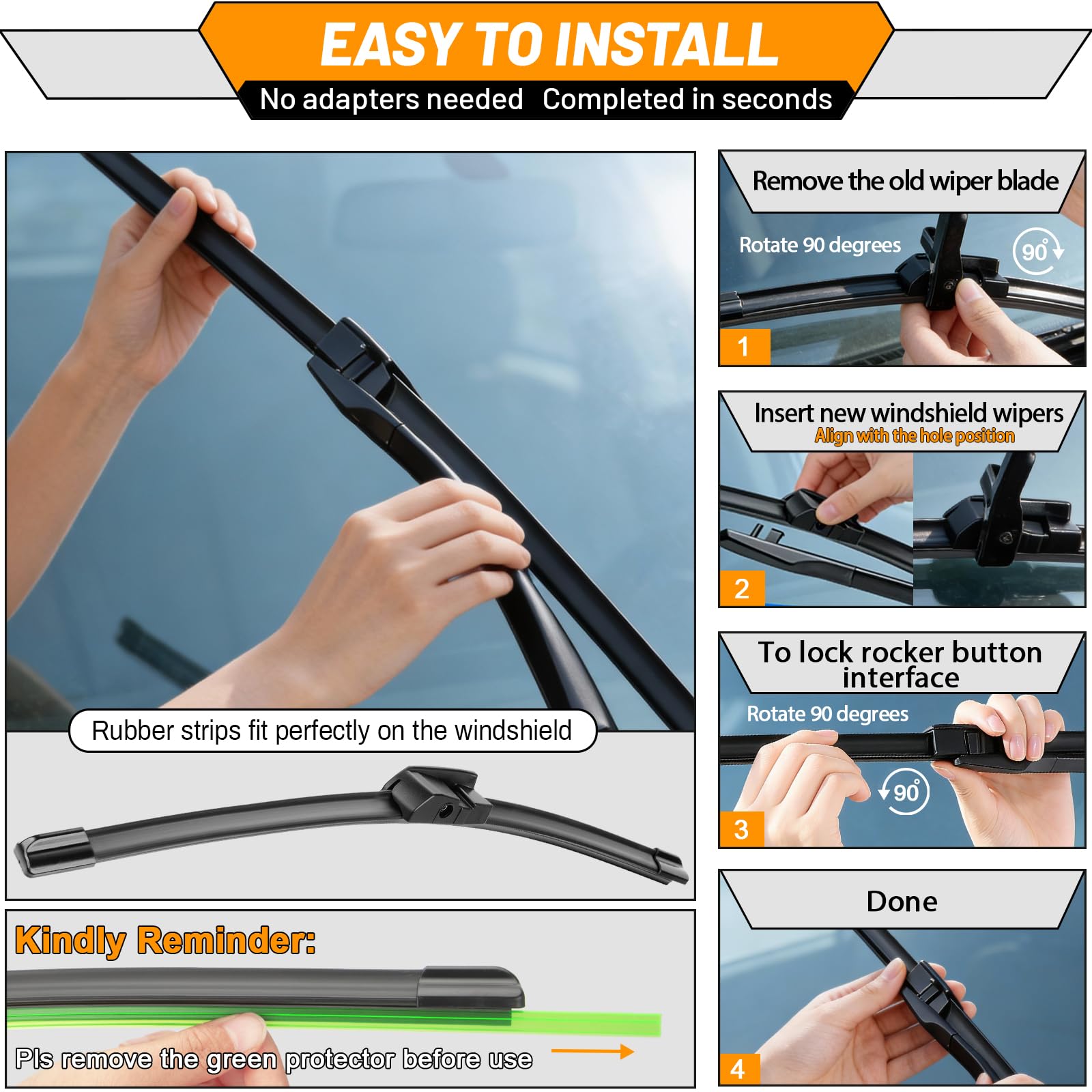 AUTOBOO blade wiping glass in rain showing streak-free visibility advantage