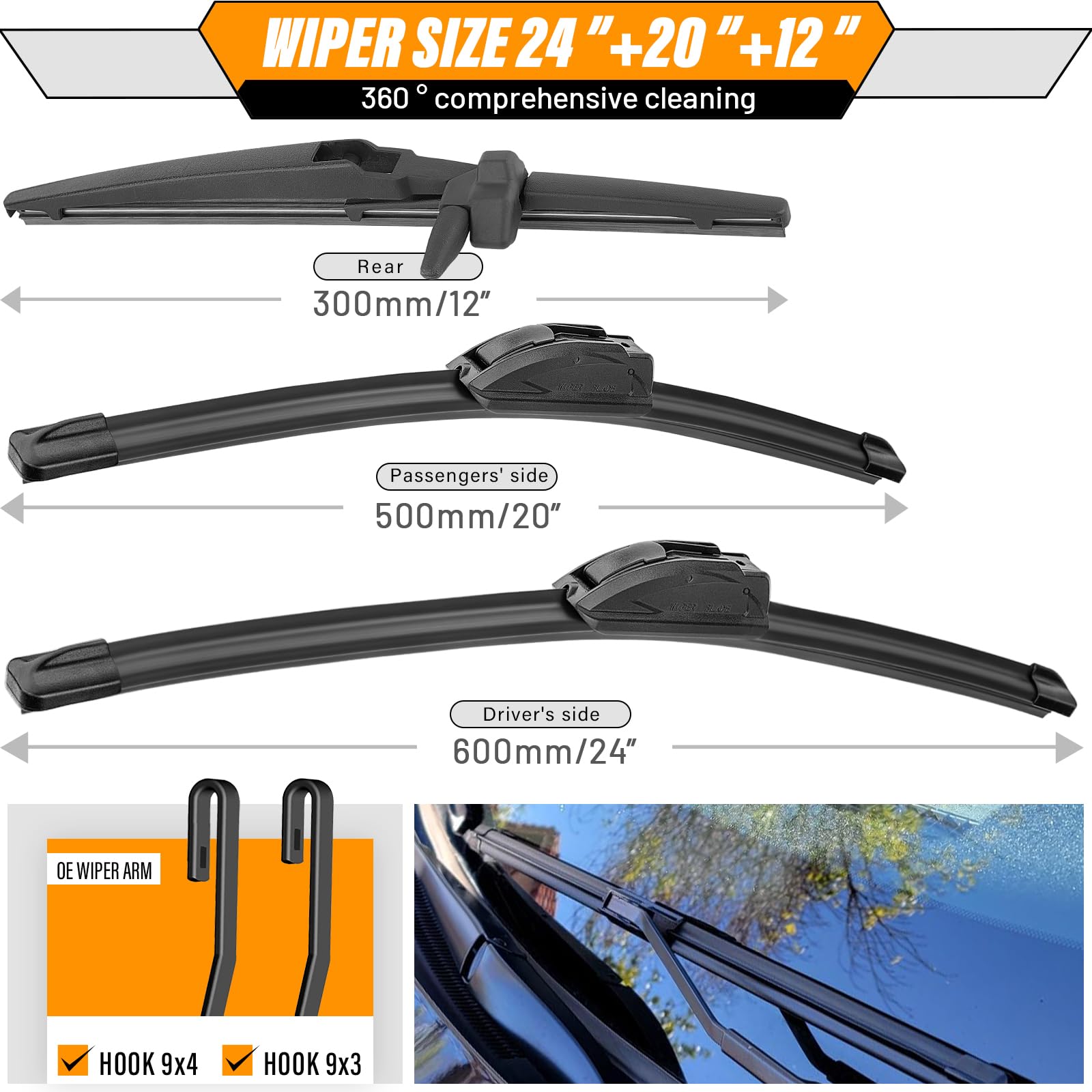 AUTOBOO wiper blade clearing heavy rain on highway for improved driver visibility