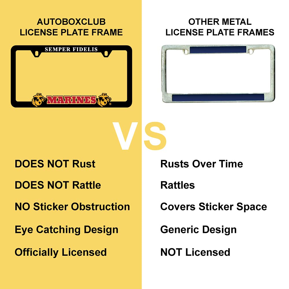 AUTOBOXCLUB USMC license plate frame in branded packaging ready to gift benefit: presentation-ready military gift