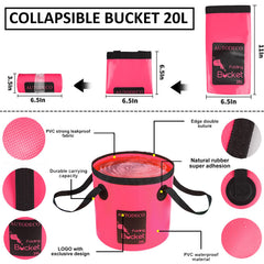 AUTODECO collapsible bucket filled with water for convenient car washing on-site