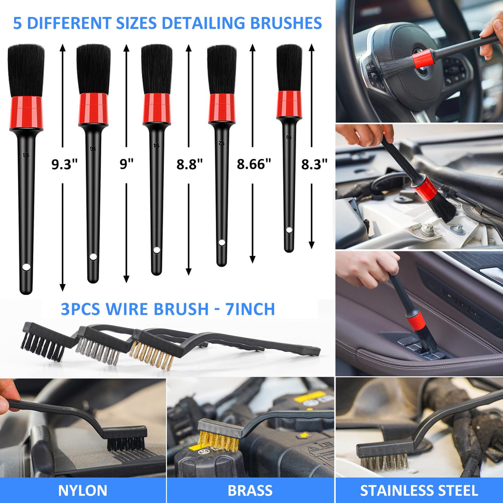 AUTODECO crevice brushes and detailing tools reach vents and seams for deep clean