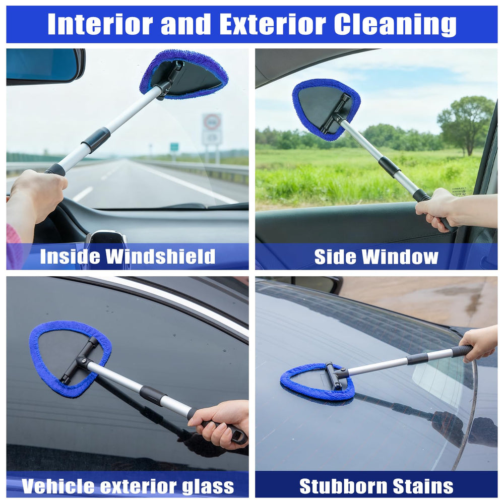 AUTODECO telescopic handle extended cleaning a tall RV windshield