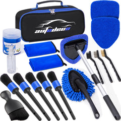 AUTODECO kit laid out showing all 17 pieces for organized cleaning