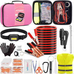 AUTODECO front view of pink emergency kit showing compact organized bag and quick access