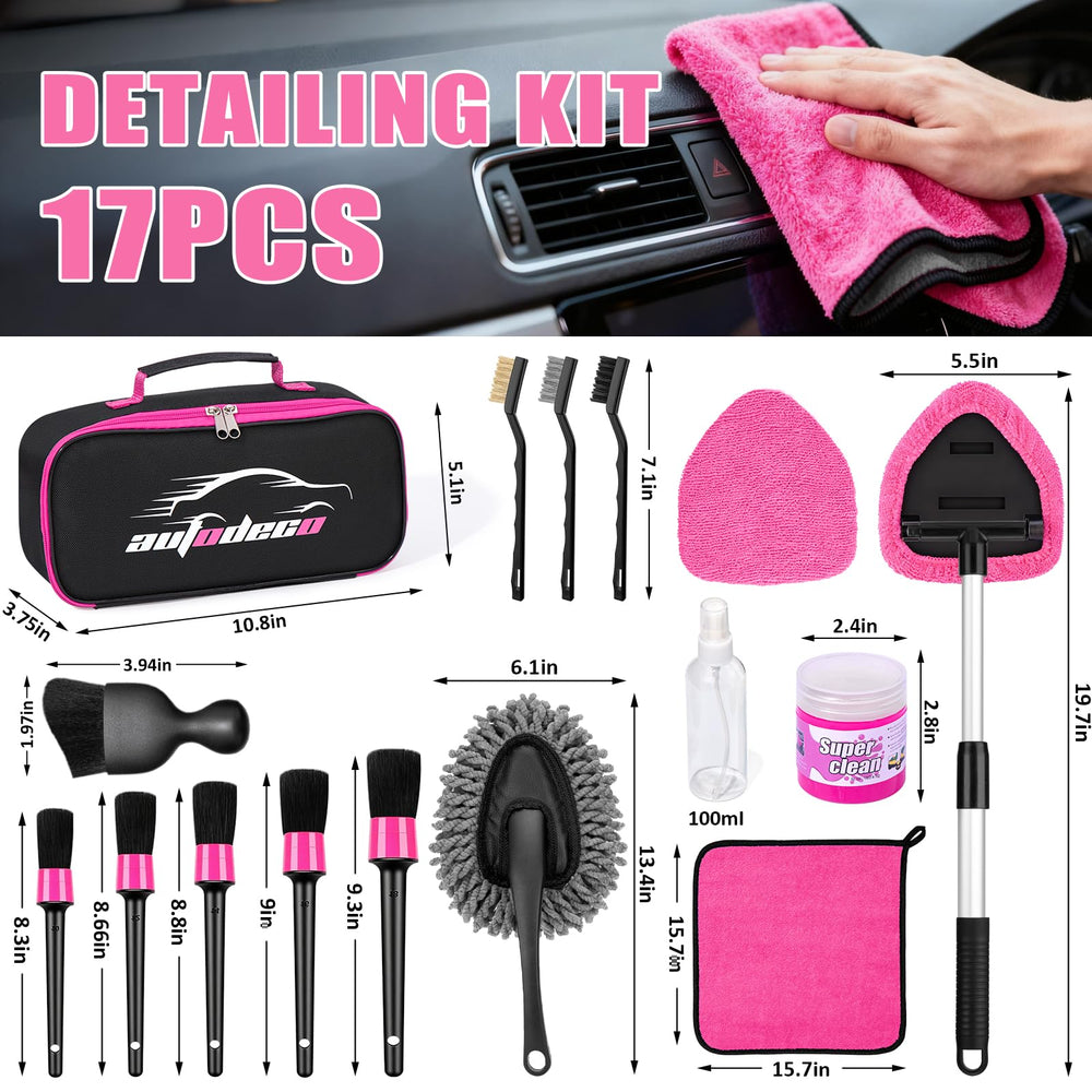 AUTODECO kit in use cleaning windshield demonstrating streak-free visibility benefit