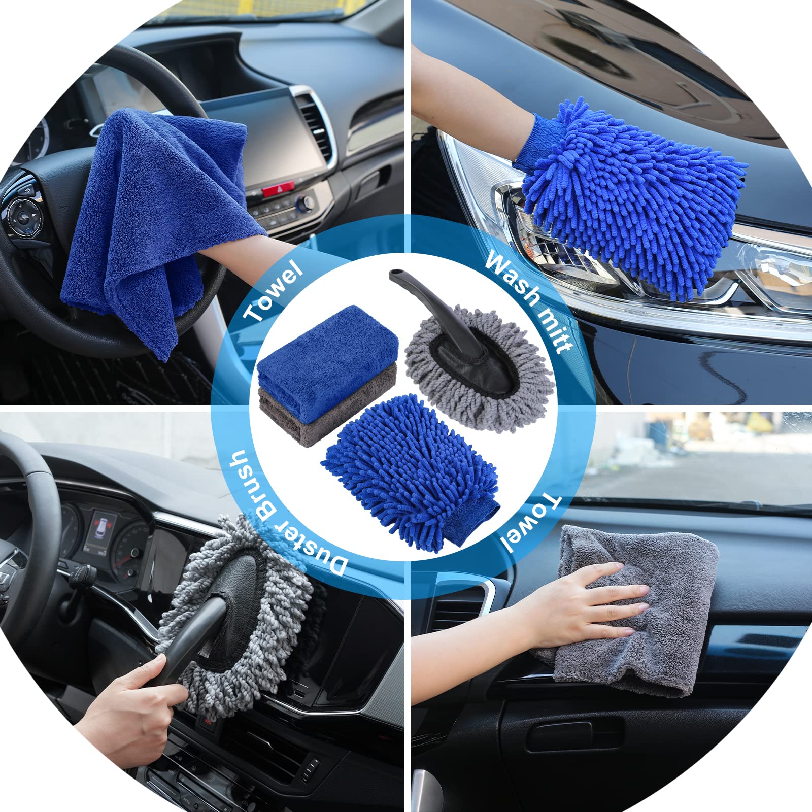 AUTODECO soft wash mitt and tire brush protecting paint while cleaning