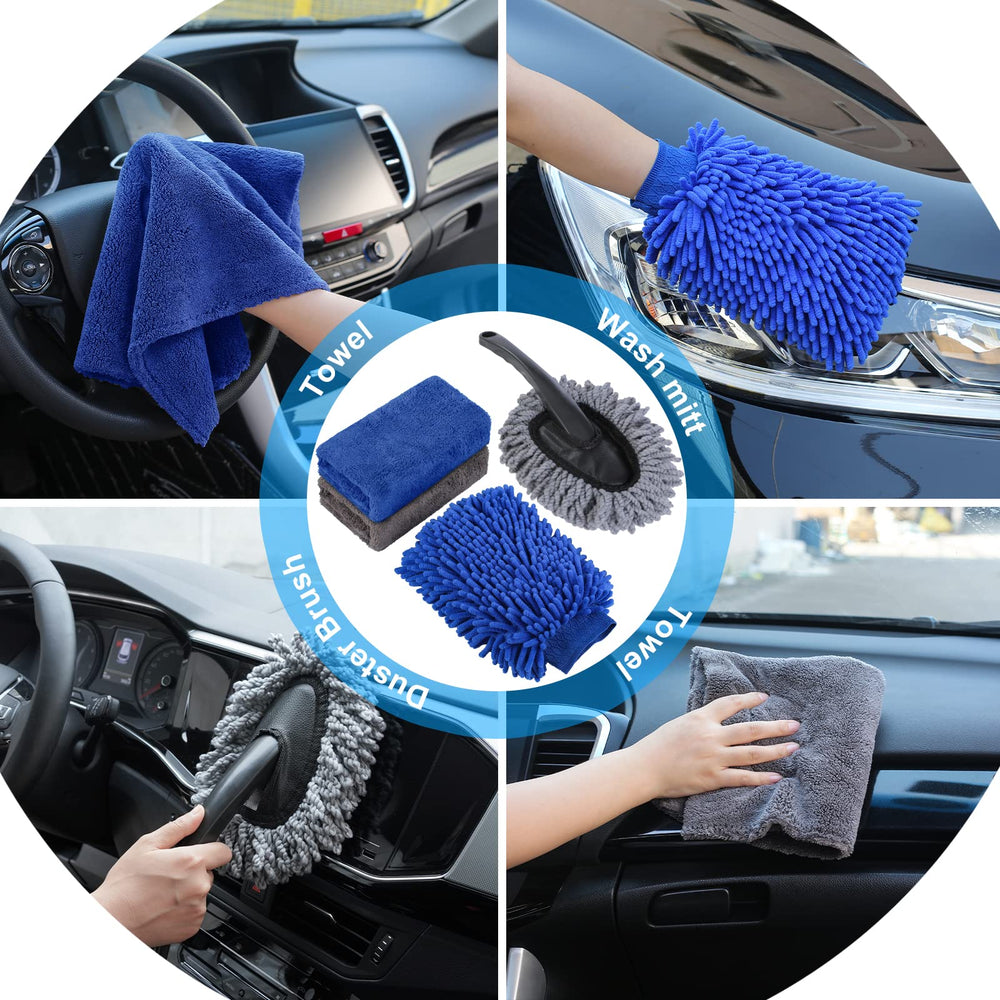 AUTODECO soft wash mitt and tire brush protecting paint while cleaning